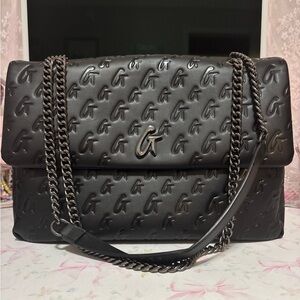 *SOLD* Black Embossed Shoulder Bag with Chain Strap